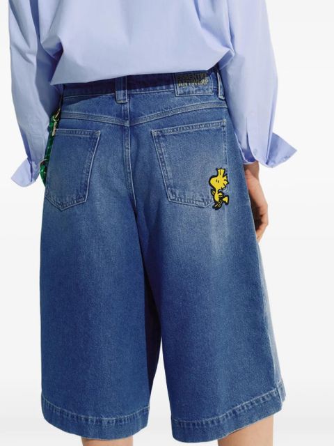 Essentiel Antwerp Woodstock-embroidered denim shorts - Blue