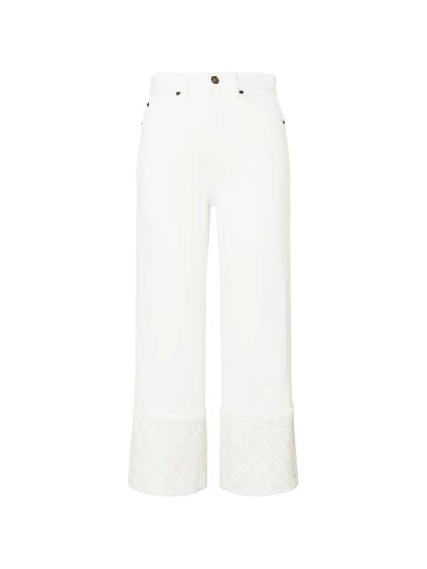Tory Burch contrast-cuff straight-leg jeans - White - zdjęcie produktu nr 1