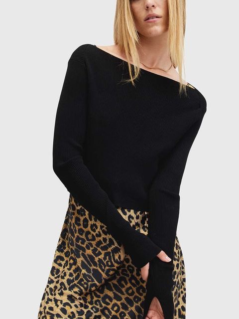 AllSaints sukienka i sweter HERA kolor czarny midi prosta W322DA