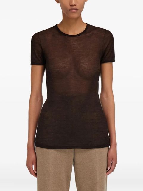 Ferragamo crew-neck knitted T-shirt - Brown