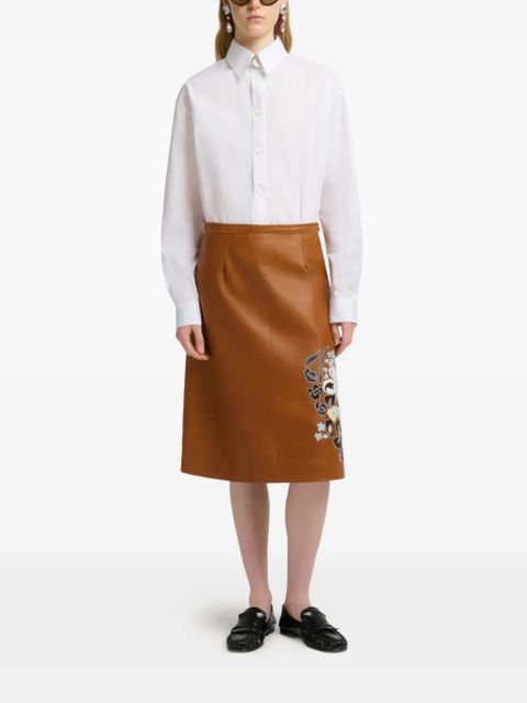 Marni floral intarsia leather skirt - Brown - zdjęcie produktu nr 2