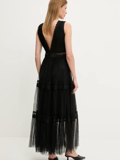 Answear.LAB sukienka kolor czarny maxi rozkloszowana