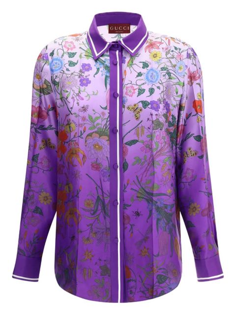Gucci floral-print ombre shirt - Purple - zdjęcie produktu nr 1