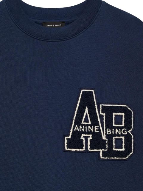 ANINE BING Miles Letterman embroidered-logo sweatshirt - Blue
