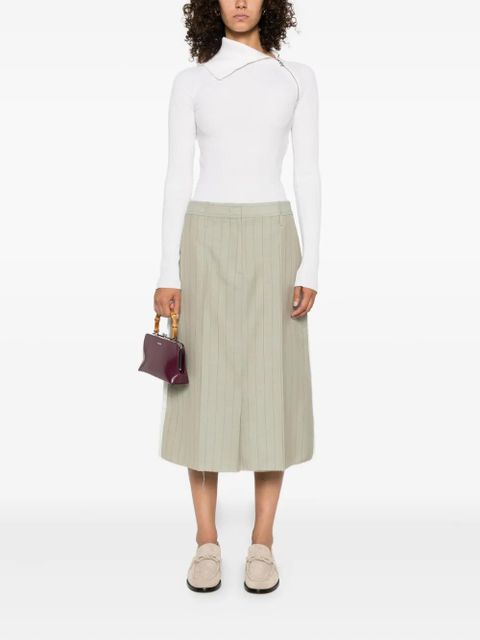 Jil Sander pinstripe frayed skirt - Green