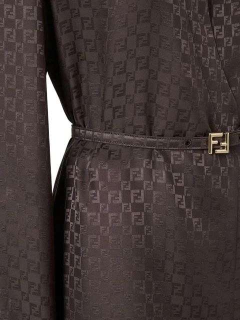 FENDI ff jacquard belted dress - Brown