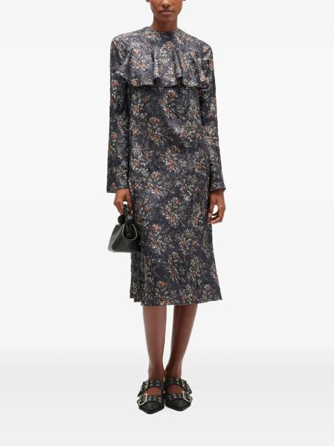 GANNI floral-print ruffled dress - Blue - zdjęcie produktu nr 2