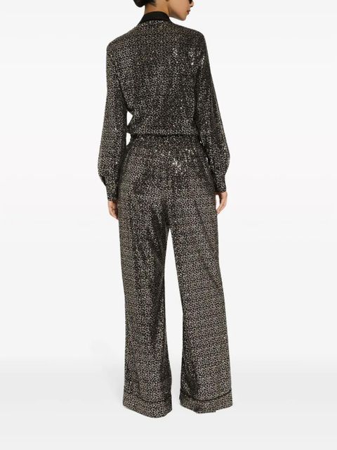 Dolce & Gabbana satin-collar sequin-embellished shirt - Black