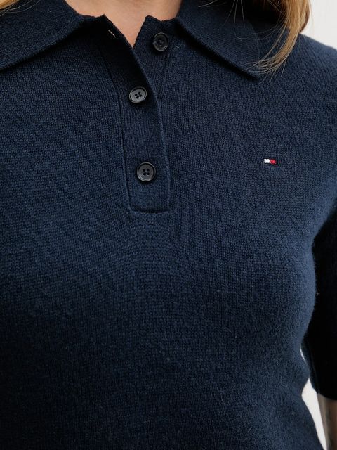 Tommy Hilfiger sukienka wełniana kolor granatowy mini rozkloszowana WW0WW46436