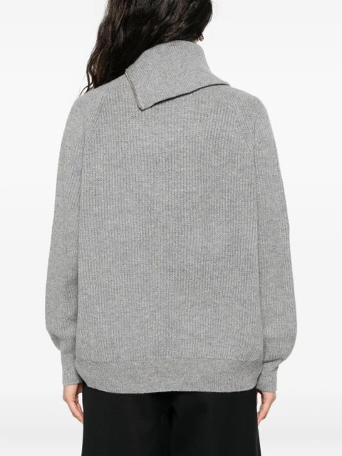 Sportmax asymmetrical-neck zip-front sweater - Grey
