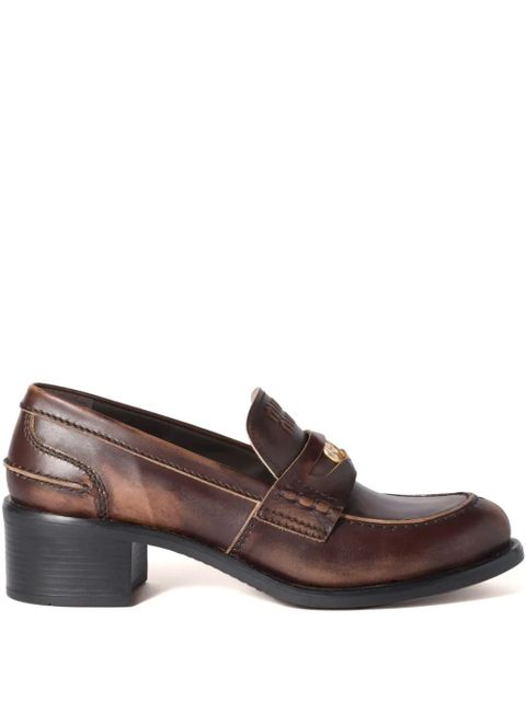 Miu Miu 50mm leather band coin loafers - Brown - zdjęcie produktu nr 1