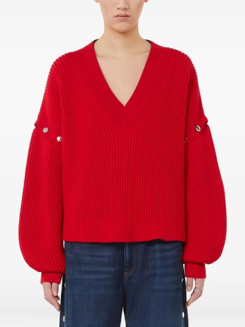 Sportmax V-neck button-detail sweater - Red - zdjęcie produktu nr 2