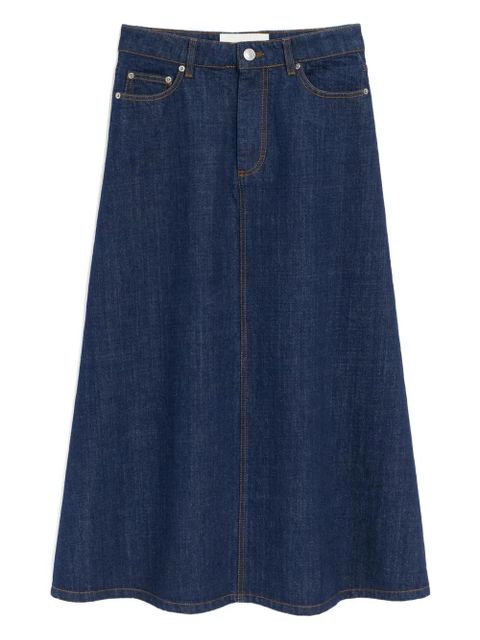AMI Paris raw denim long midi skirt - Blue - zdjęcie produktu nr 1