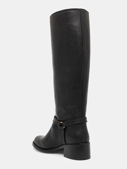 Polo Ralph Lauren kozaki skórzane Riding Boot kolor czarny na płaskim obcasie 818963422002