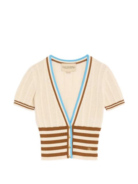 Valentino Garavani striped logo-plaque cardigan - Neutrals - zdjęcie produktu nr 1