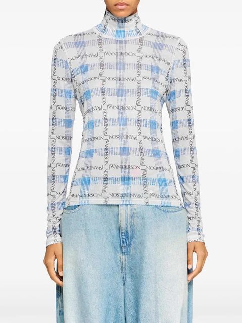 JW Anderson logo check-print top - Blue