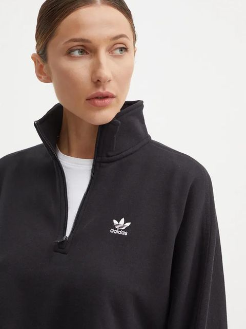 adidas Originals bluza bawełniana Essential damska kolor czarny gładka IW5726