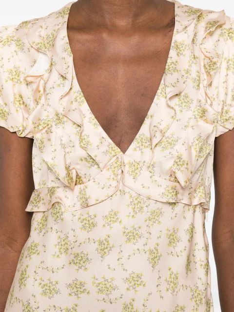 SANDRO Louise ruffled floral mini dress - Pink