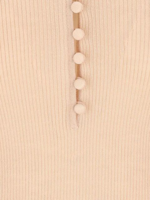 Chloé Henley ribbed button-front T-shirt - Pink