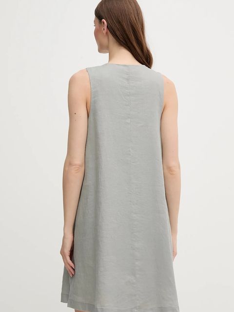 United Colors of Benetton sukienka lniana kolor szary mini rozkloszowana 4AGHDV0AX - zdjęcie produktu nr 2