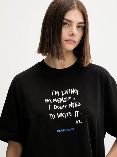 Karl Lagerfeld Jeans t-shirt bawełniany damski kolor czarny A4W17009