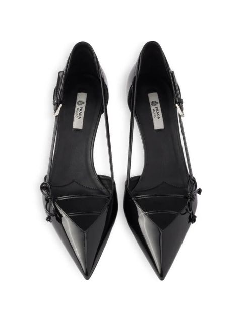 Prada open-side patent-leather heeled pumps - Black