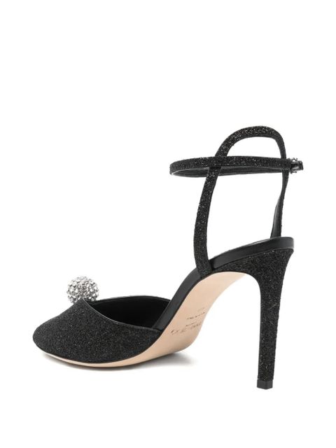 Jimmy Choo Sacora glitter heeled sandals - Black