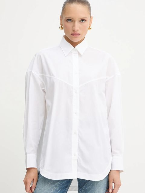 BOSS Orange koszula bawełniana damska kolor biały relaxed z kołnierzykiem klasycznym 50543546 - zdjęcie produktu nr 1