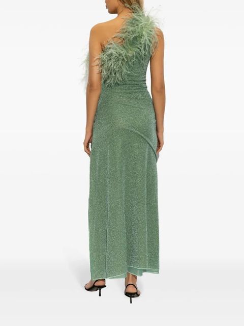 Oséree feather-trimmed gown - Green