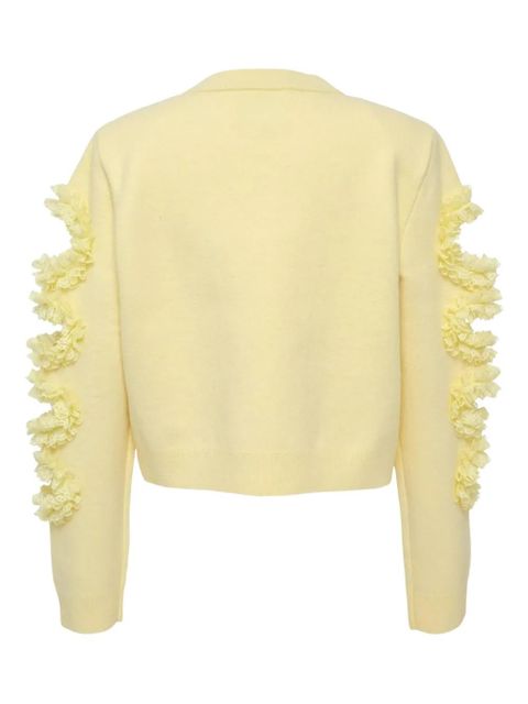 Self-Portrait ruffled-details long-sleeve sweater - Yellow - zdjęcie produktu nr 2