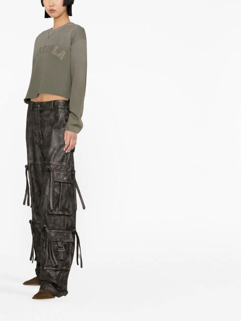 Maison Margiela logo-patch cropped sweatshirt - Green