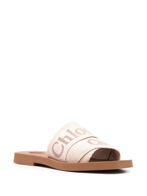 Chloé logo-embroidered slip-on sandals - Neutrals - zdjęcie produktu nr 2