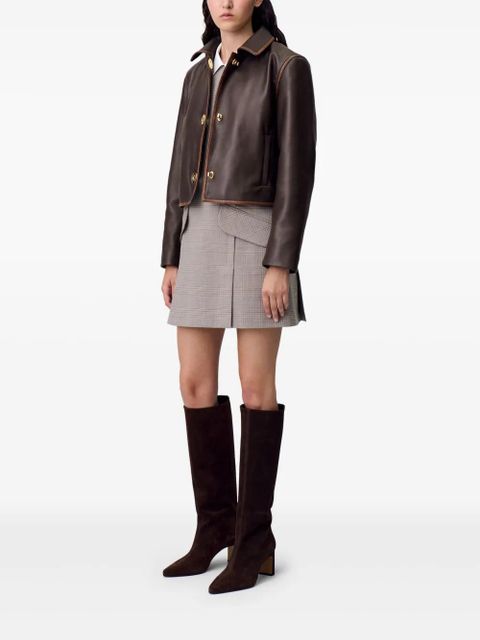 Claudie Pierlot cropped leather jacket - Brown