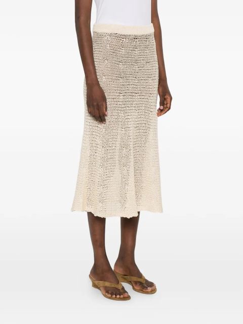 KHAITE Inaya crochet-knit midi skirt - Neutrals