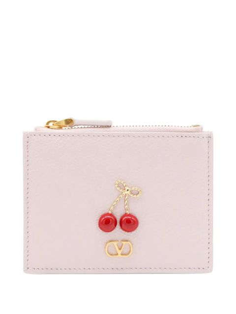 Valentino Garavani cherry-appliqué leather wallet - Pink - zdjęcie produktu nr 1