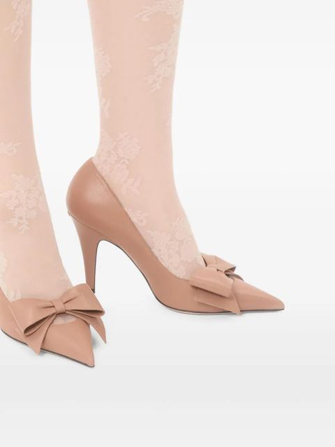 Valentino Garavani 100mm Bowow leather heeled pumps - Neutrals