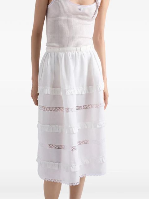 Prada embroidered linen skirt - White