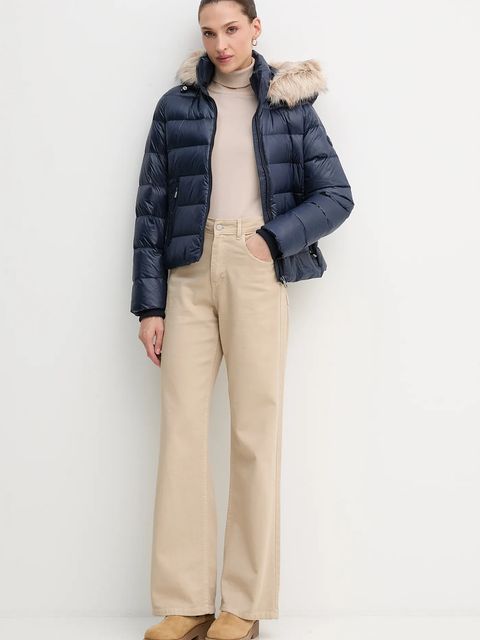 Tommy Hilfiger kurtka puchowa kolor granatowy przejściowa WW0WW47354