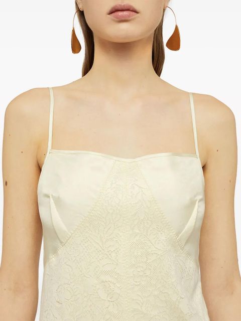Jil Sander lace-embroidery square-neck midi dress - Neutrals