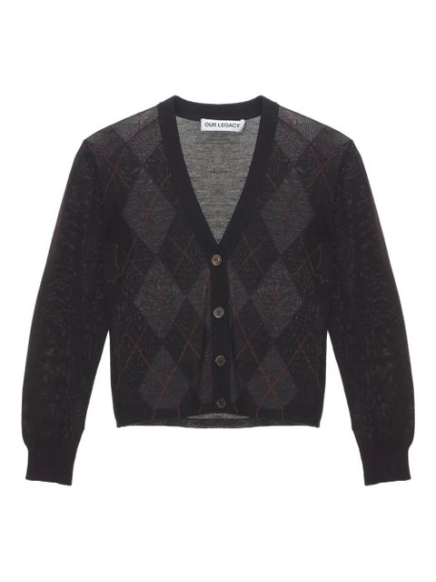 OUR LEGACY Ivy argyle-pattern cardigan - Black - zdjęcie produktu nr 1