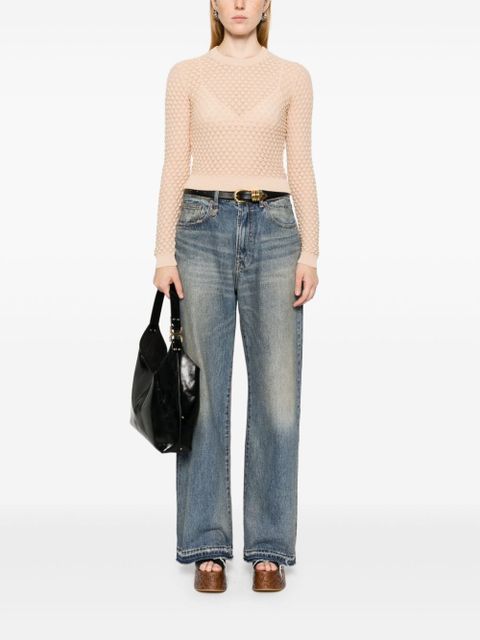 Chloé cropped pointelle-knit jumper - Neutrals - zdjęcie produktu nr 2