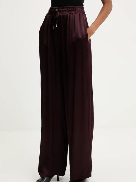 Answear.LAB spodnie damskie kolor bordowy szerokie high waist