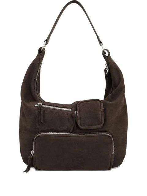 Marge Sherwood City zipped pocketed suede shoulder bag - Brown - zdjęcie produktu nr 1