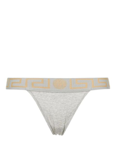 Versace Greca-waistband jersey thong - Grey - zdjęcie produktu nr 1