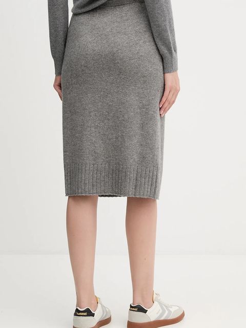 United Colors of Benetton spódnica z dodatkiem wełny kolor szary midi prosta 112HD001V