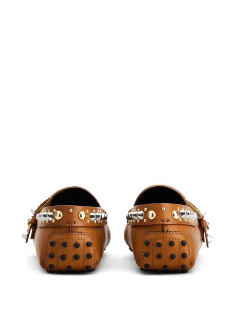 Tod's Gommino studded-buckle loafers - Brown