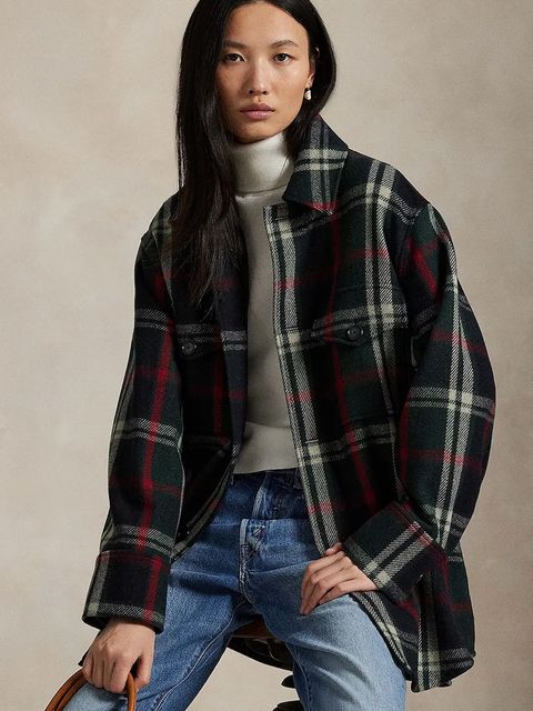 Polo Ralph Lauren koszula z dodatkiem wełny Woven Sport damska kolor zielony relaxed z kołnierzykiem klasycznym 211971524 - zdjęcie produktu nr 1