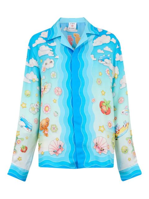 Casablanca kawaii motif silk shirt - Blue - zdjęcie produktu nr 1