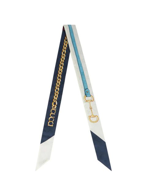Gucci Horsebit chain-print scarf - Blue - zdjęcie produktu nr 2