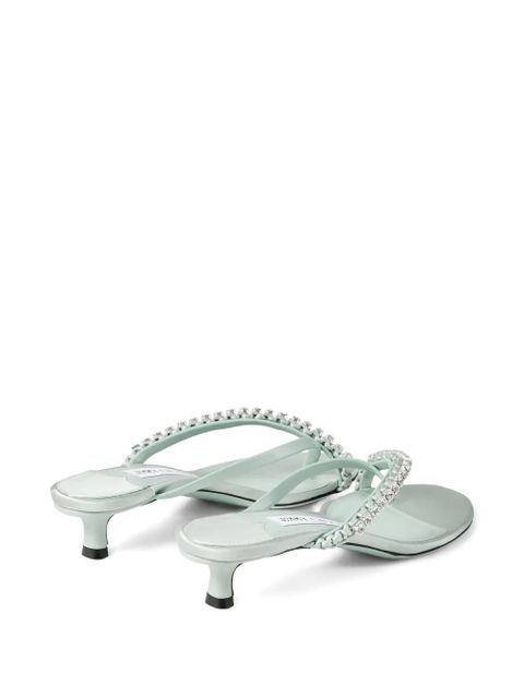 Jimmy Choo 35mm crystal-embellished heeled mules - Green